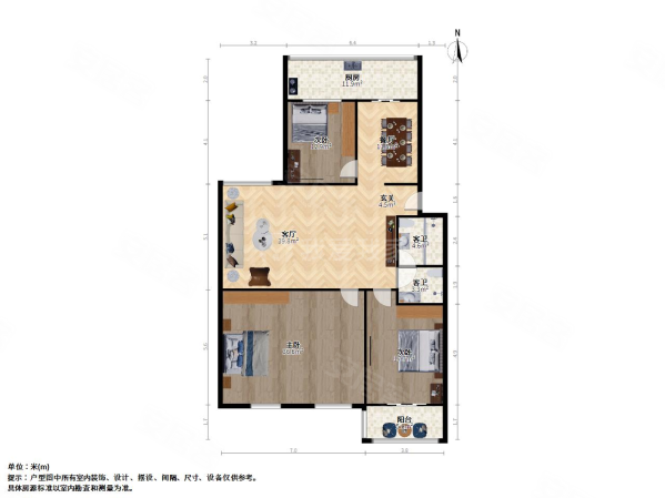 绿缘小区3室2厅1卫123.21㎡南北127万