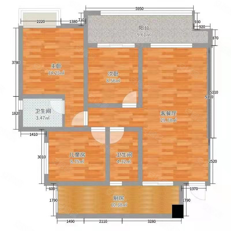 宇众傲城3室2厅2卫120㎡南北65万