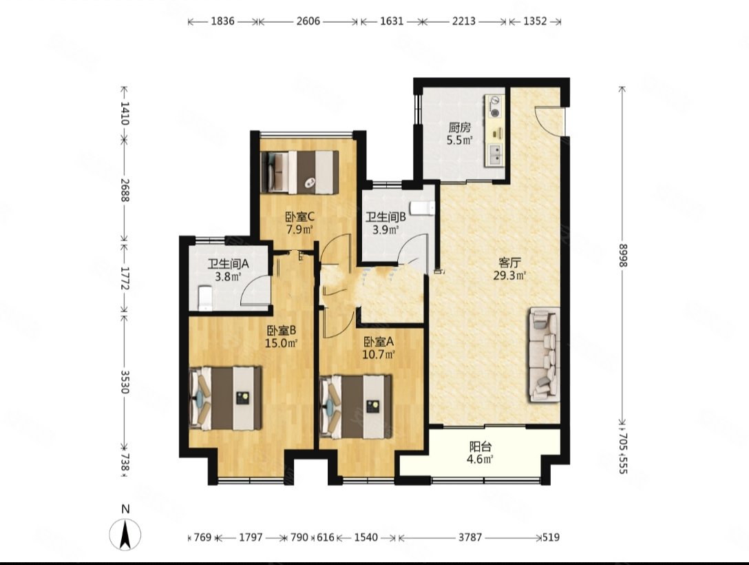 娄江新城大学城附近园林式小区建发泱誉三房两厅两卫纯毛坯