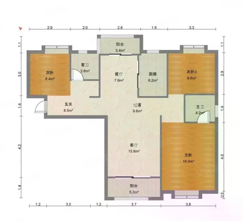 大公馆1期大3居带车位落地窗南通北2阳台经典户型