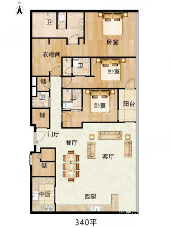 中江花园3室2厅2卫150㎡南北87万