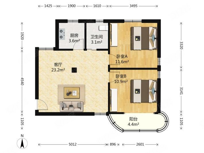 颐华城 柳工生活南区 精装 2房 柴房 南北通透 保养好
