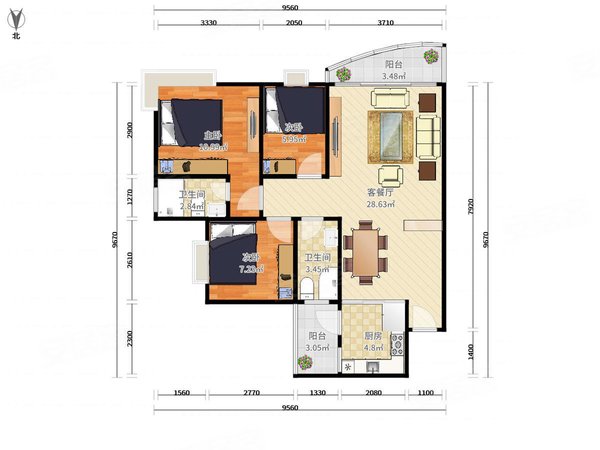 江门蓬江北新骏景湾品峰双龙,妇幼旁,精装电梯3房,阳台看小区,无遮档,随时看房出租房源真实图片