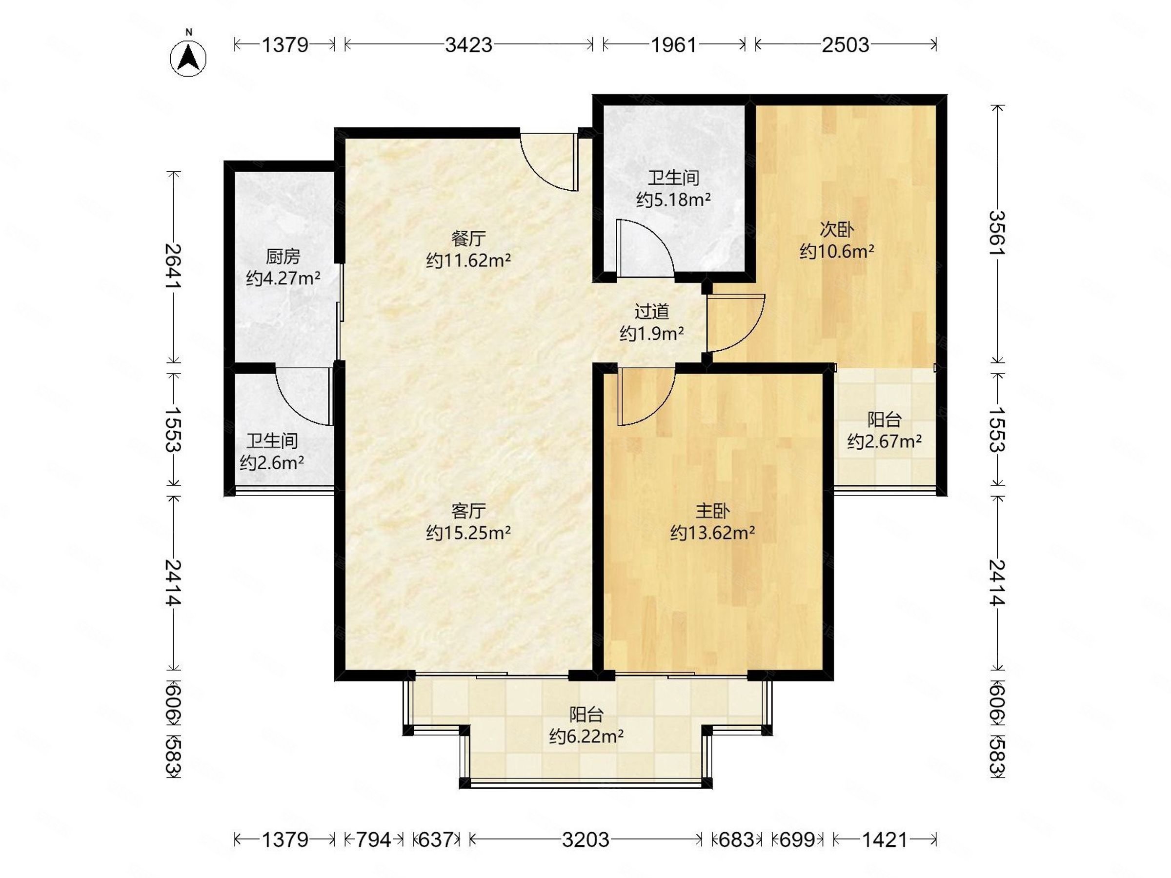 2室2厅友谊欧景园采光好北国商圈阳面大客厅随时看