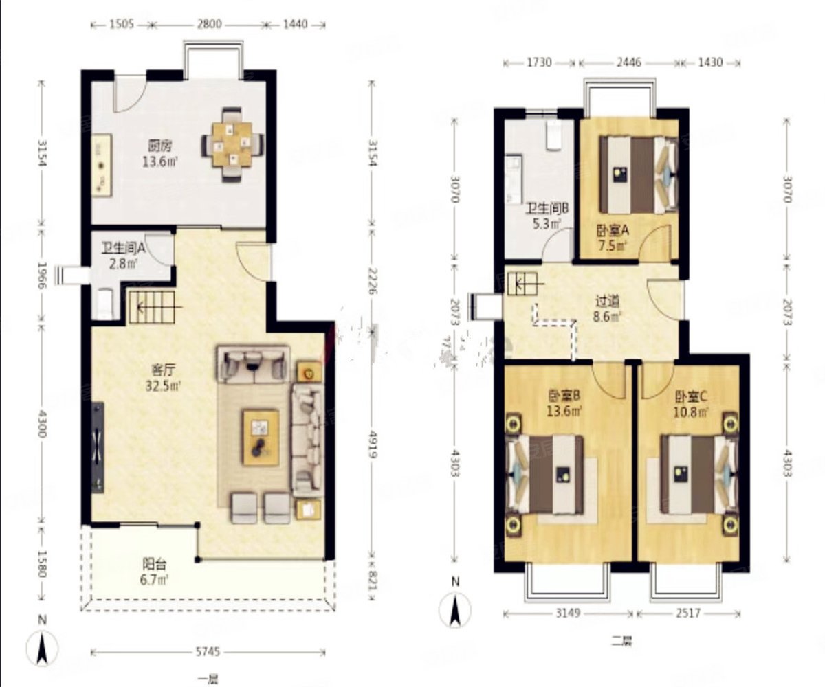 乾豪格林 小镇 跃层住宅 三室两厅两卫 位置好 装修保持好,乾豪格林