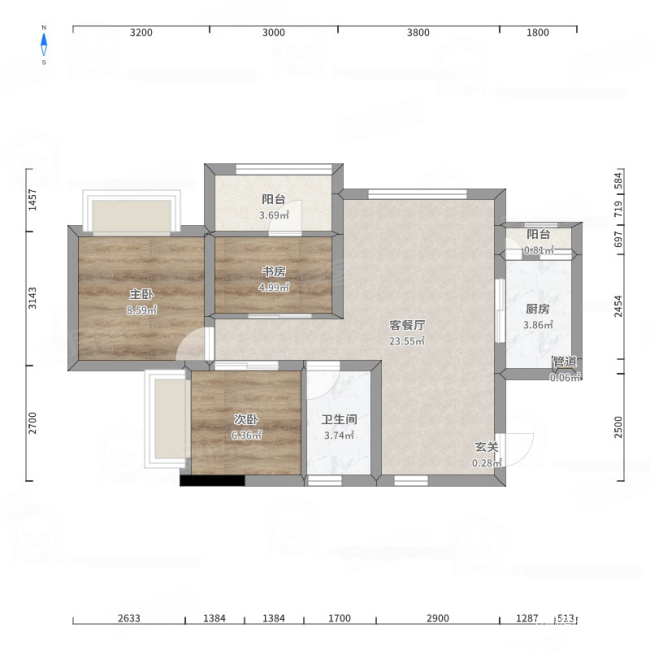 御澜山2室2厅1卫77.85㎡南北49.8万