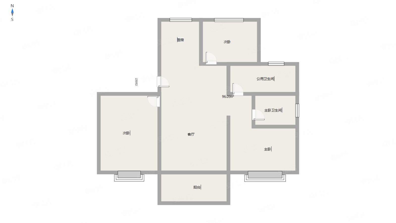 翰林誉府3室2厅1卫93㎡南北84万