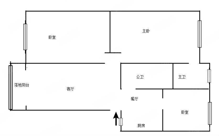 公安局宿舍(盘龙)3室2厅2卫76㎡南北84万