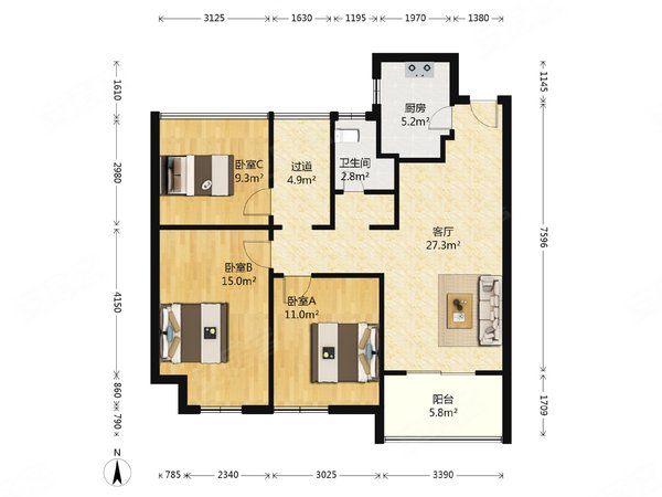 南京江宁九龙湖珑湾花园(一期)3号线诚信大道 新城珑湾花园 3室精装修