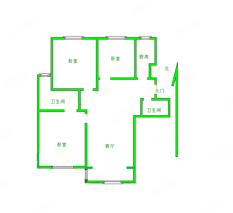 御河新城(东区)3室2厅2卫126㎡南北135万