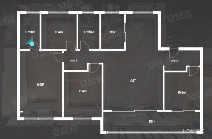精装修直接住银镜户型双阳台双卫,建发玺园二手房,155万,4室1厅,1卫