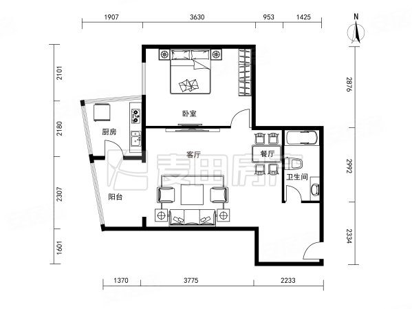 飘HOME1室1厅1卫62.17㎡南443万