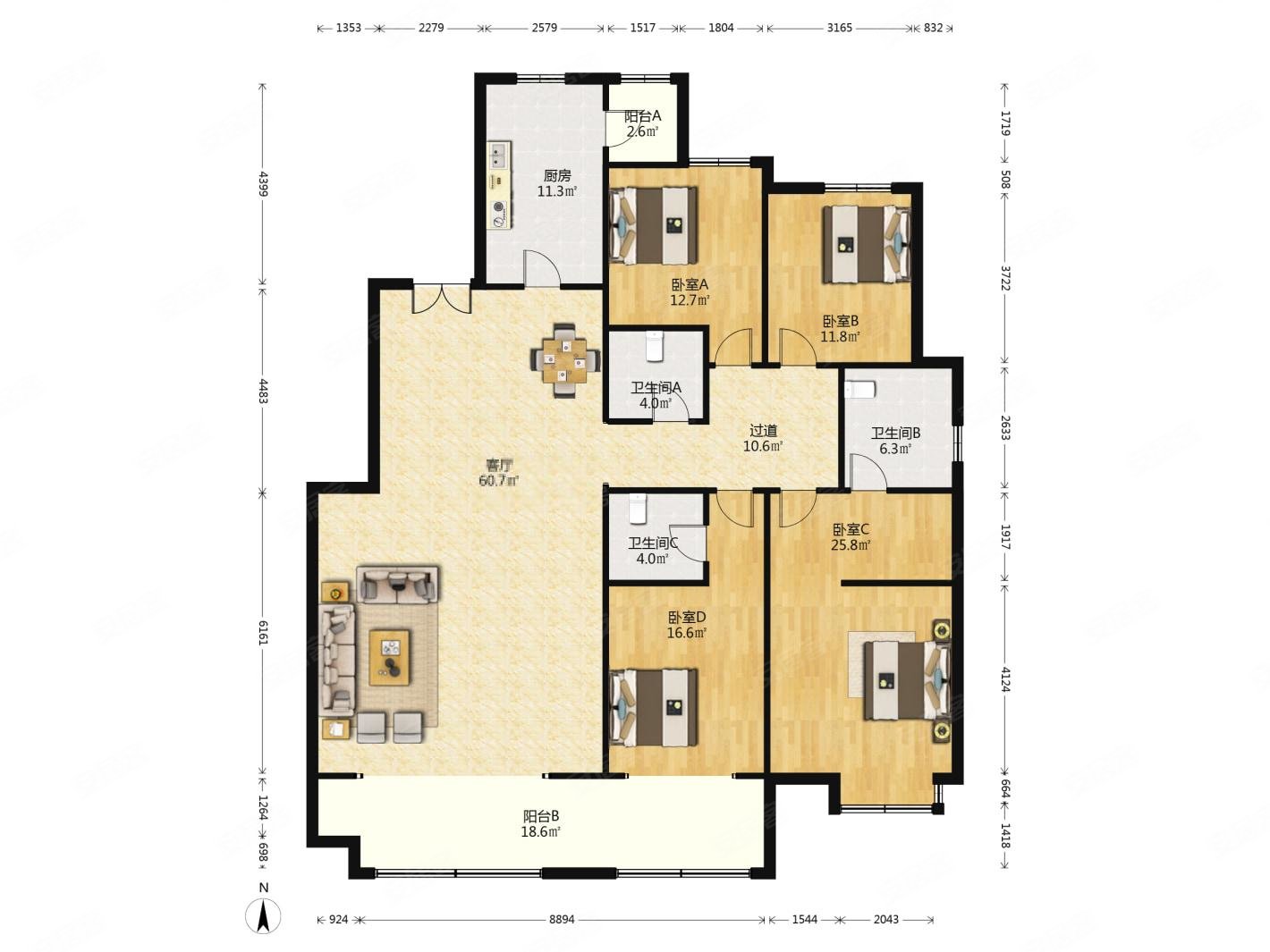 鲁润静园二手房,1150万,4室2厅,3卫,233.56平米-青岛安居客