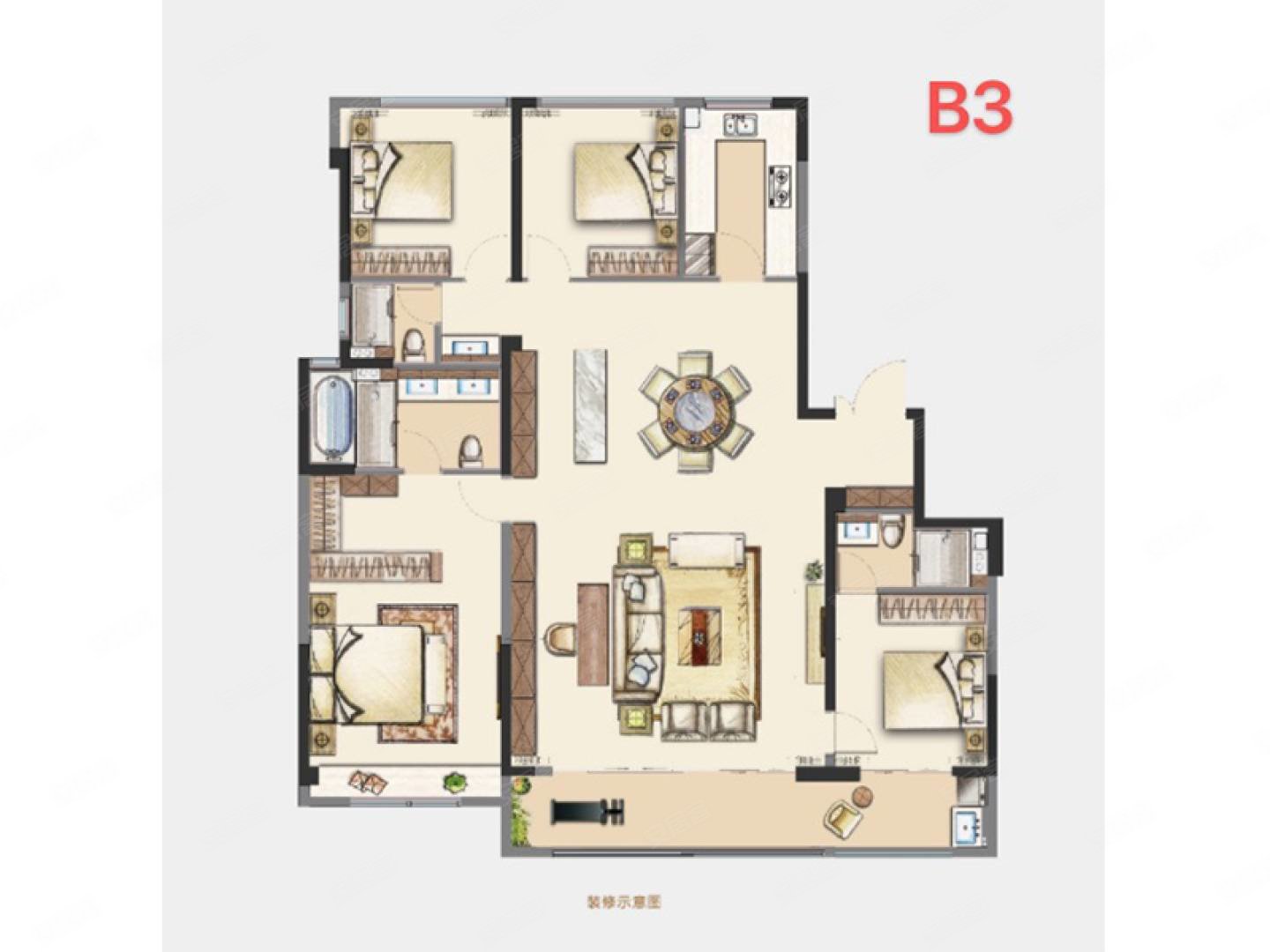 b3户型,建发养云二手房,1400万,4室2厅,2卫,199平米-厦门安居客
