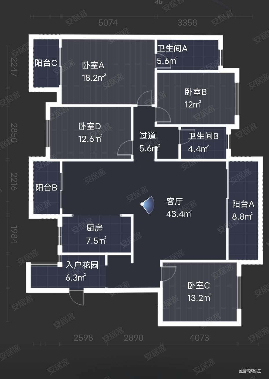 金茂观山湖4室2厅2卫172㎡南北152万