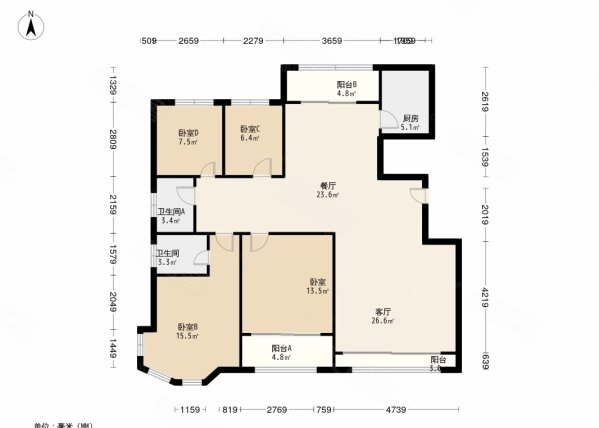 锦绣蓝山4室2厅2卫153.55㎡南北117万