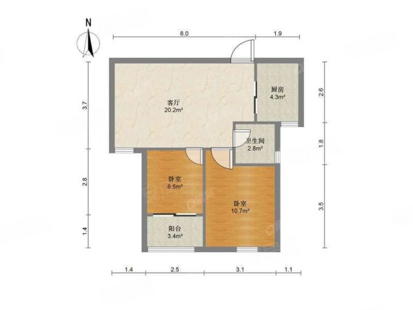 文昌雅居2室1厅1卫74.44㎡南85万