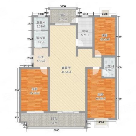 明德花园北区3室2厅1卫118㎡南北66万