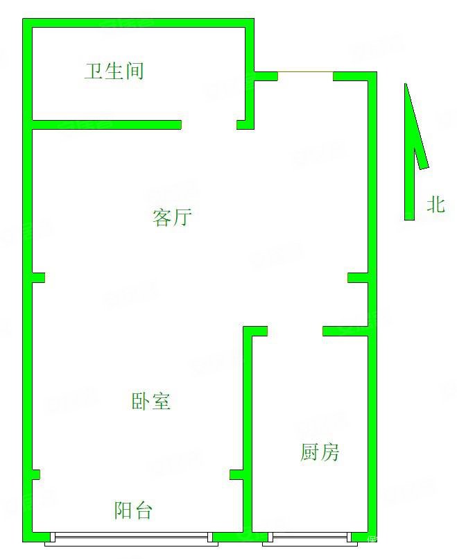 青竹园1室1厅1卫52㎡南北26万