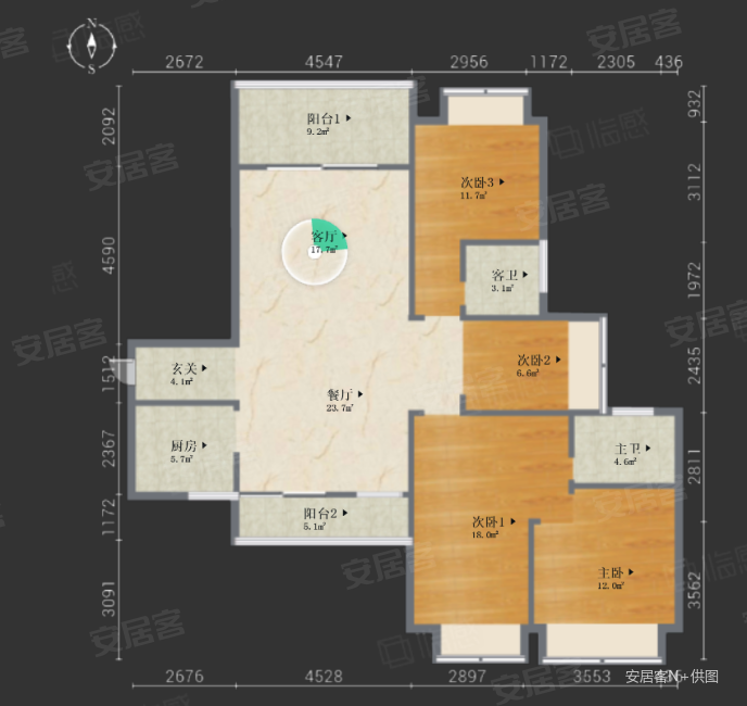 联泰香域水岸4室2厅2卫157.42㎡南376万