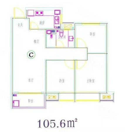 安诚御花苑(A区)3室2厅1卫105.6㎡南北54万