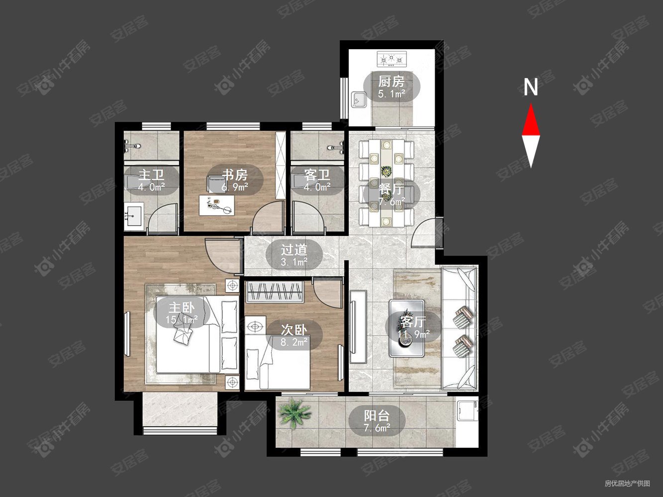 高楼层采光充足 次新小区 商品住宅 刚需小三居 朝南,光樾华庭二手房