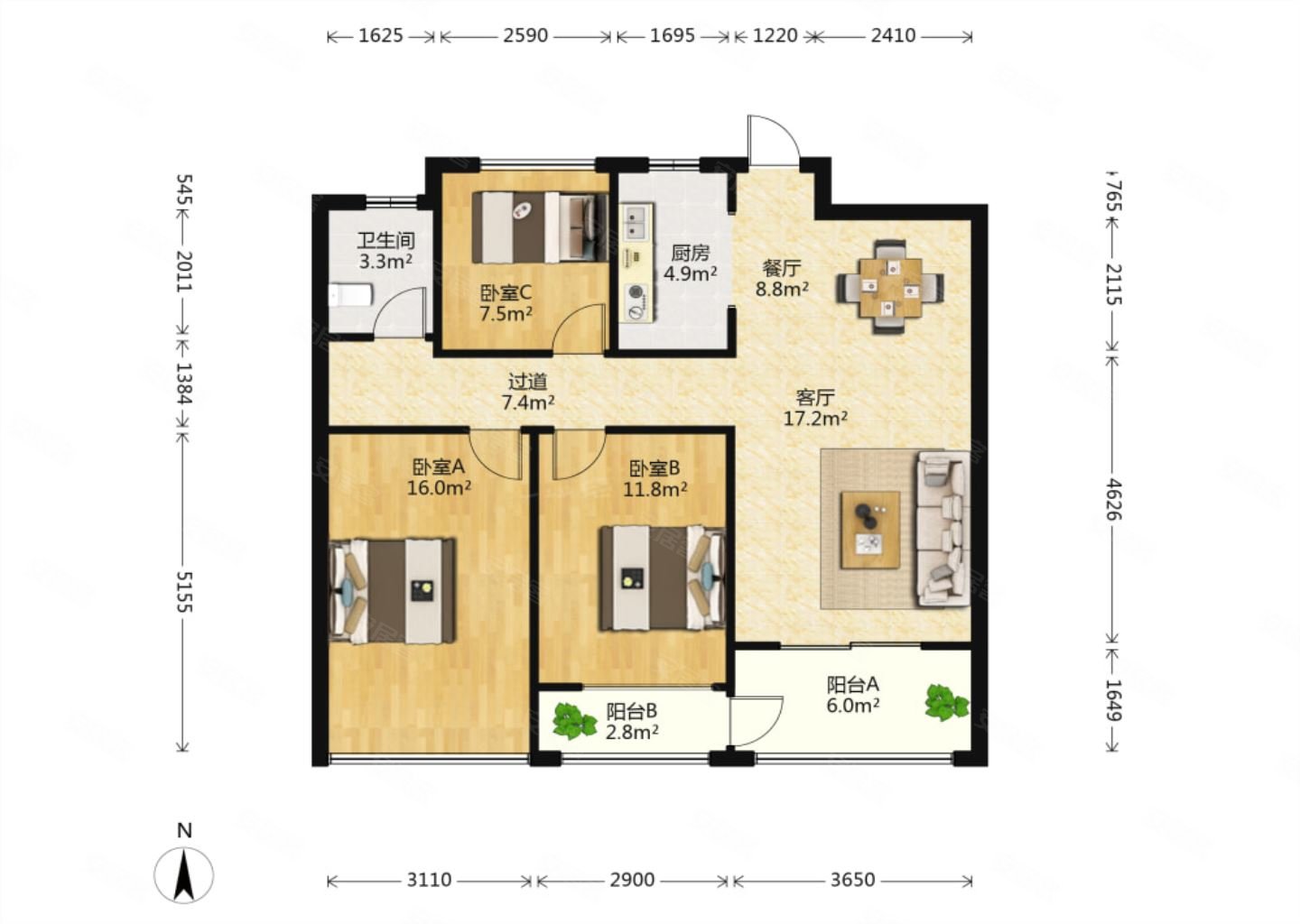 恒宇锦园3房楼层好前排看房有钥匙性价比高