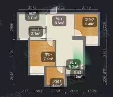 【多图】印象西湖,垫江城区租房,牡丹湖旁精装二室电梯房,家具家电
