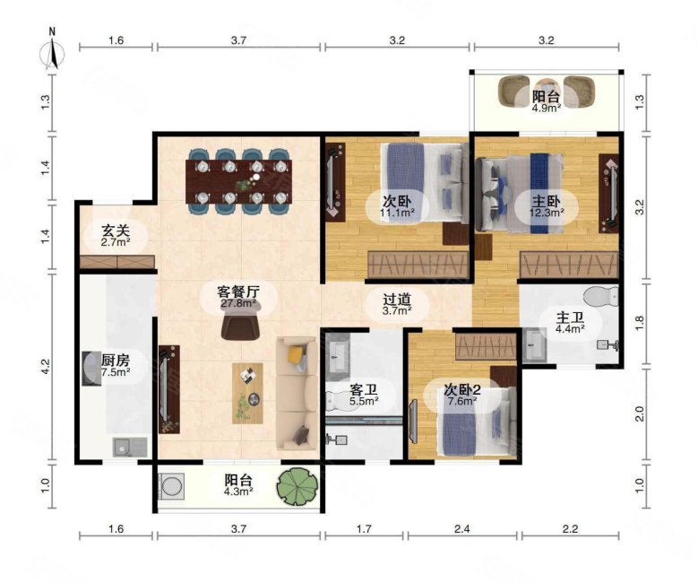 新上好房 江南花山郡 业主急卖 三房 保养好 全新装修