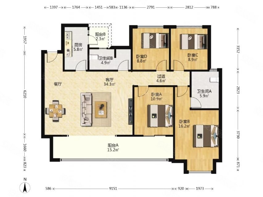 麓山 南北通透 装修好 电梯房 中间楼层采光好 满二 ,阳光城半山悦