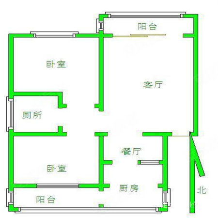 利诚小区2室2厅1卫99.73㎡南北110万