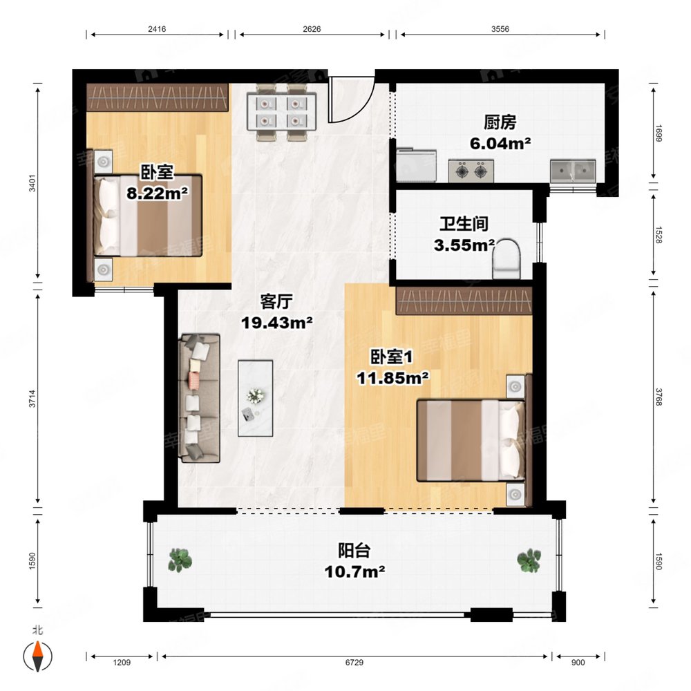 滨江one57精装大2房