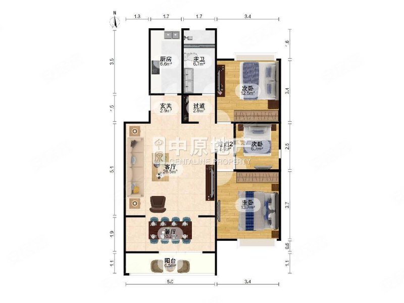 锦杨苑3室1厅1卫99.57㎡南729万