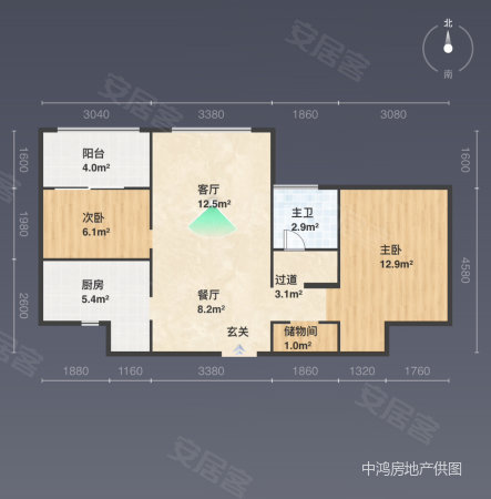 西泰佳苑2室2厅1卫80㎡南77万