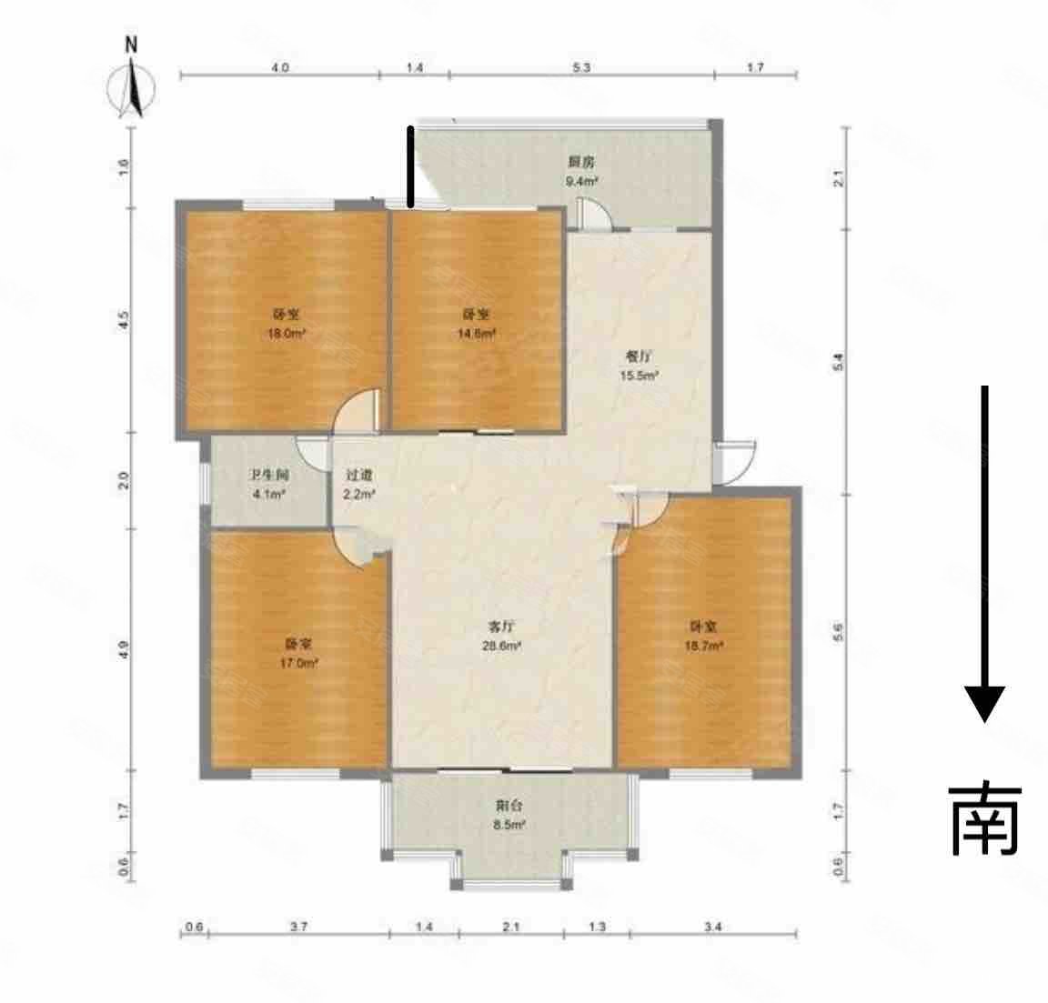 银晖新村4室2厅1卫121.6㎡南85万