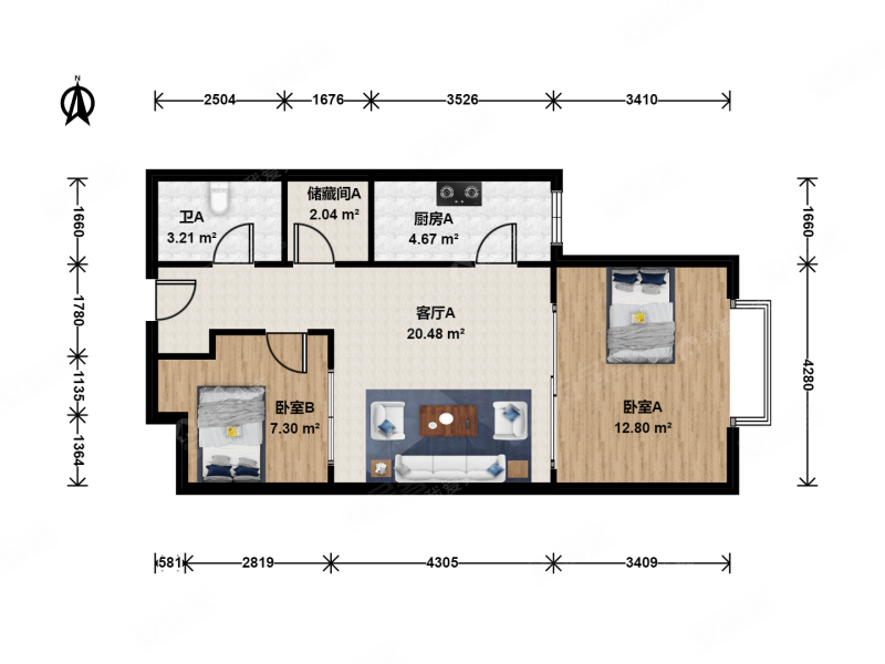 珠江丽景家园2室1厅1卫76.24㎡东239万