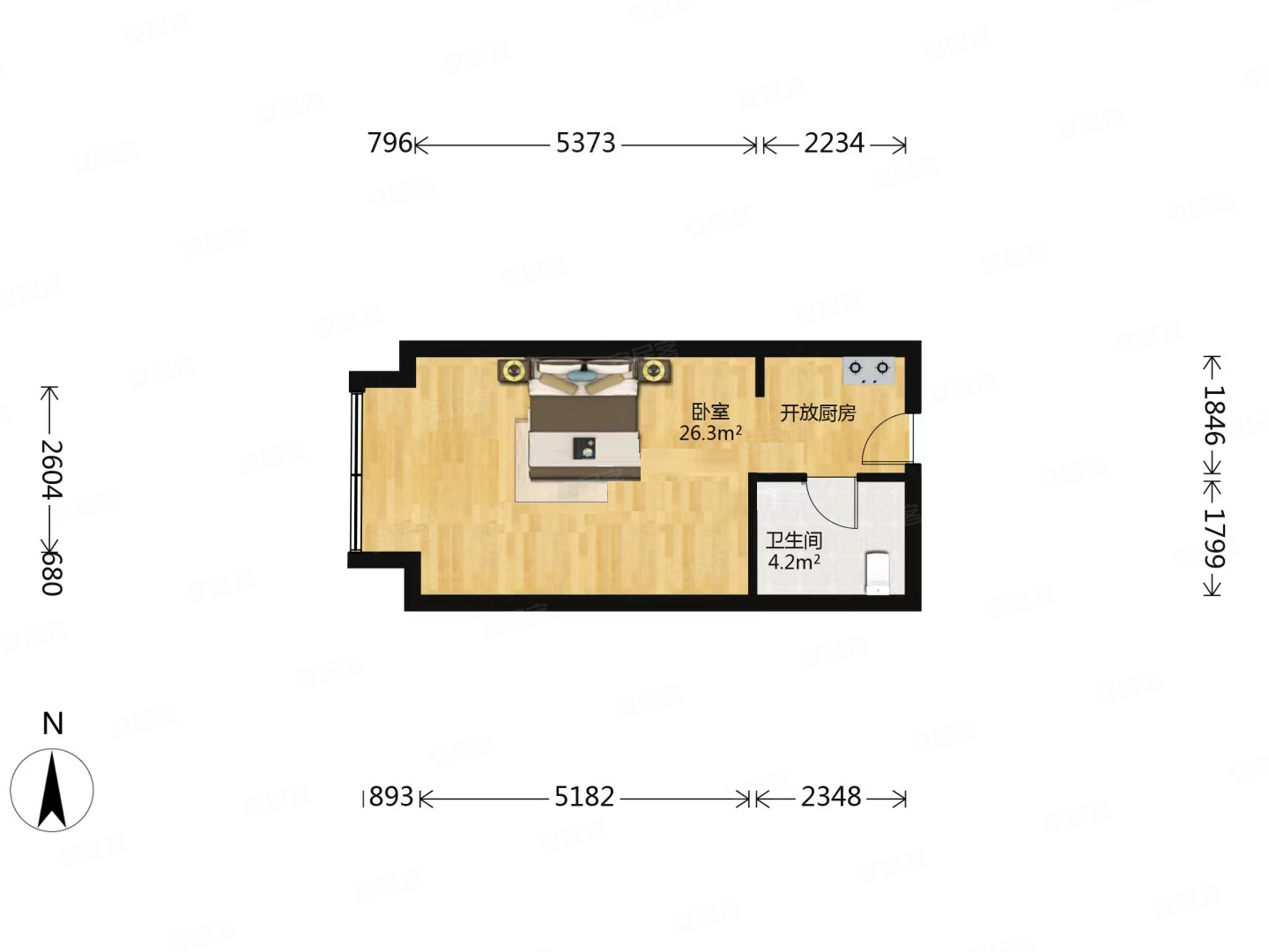 大悦城大悦公寓 朝南 商业配套齐全 满二 近医院 近地铁