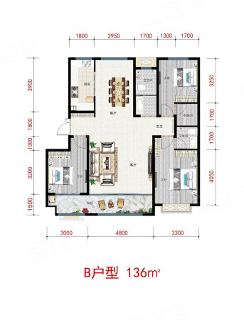 香格里拉花园3室2厅1卫132㎡南北72万