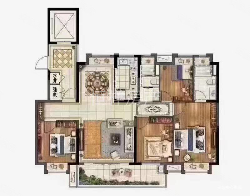 蓝光中天雍锦园4室2厅2卫125㎡南北157万