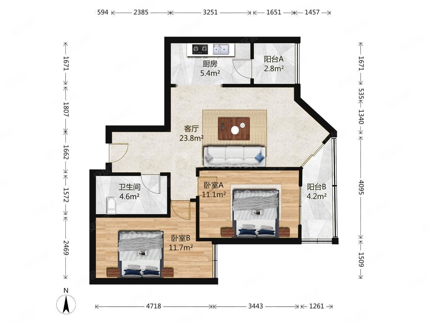 西城区广安门乐城2室1厅双阳台