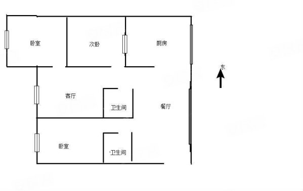 煤炭厅宿舍3室2厅2卫46㎡南北70.2万