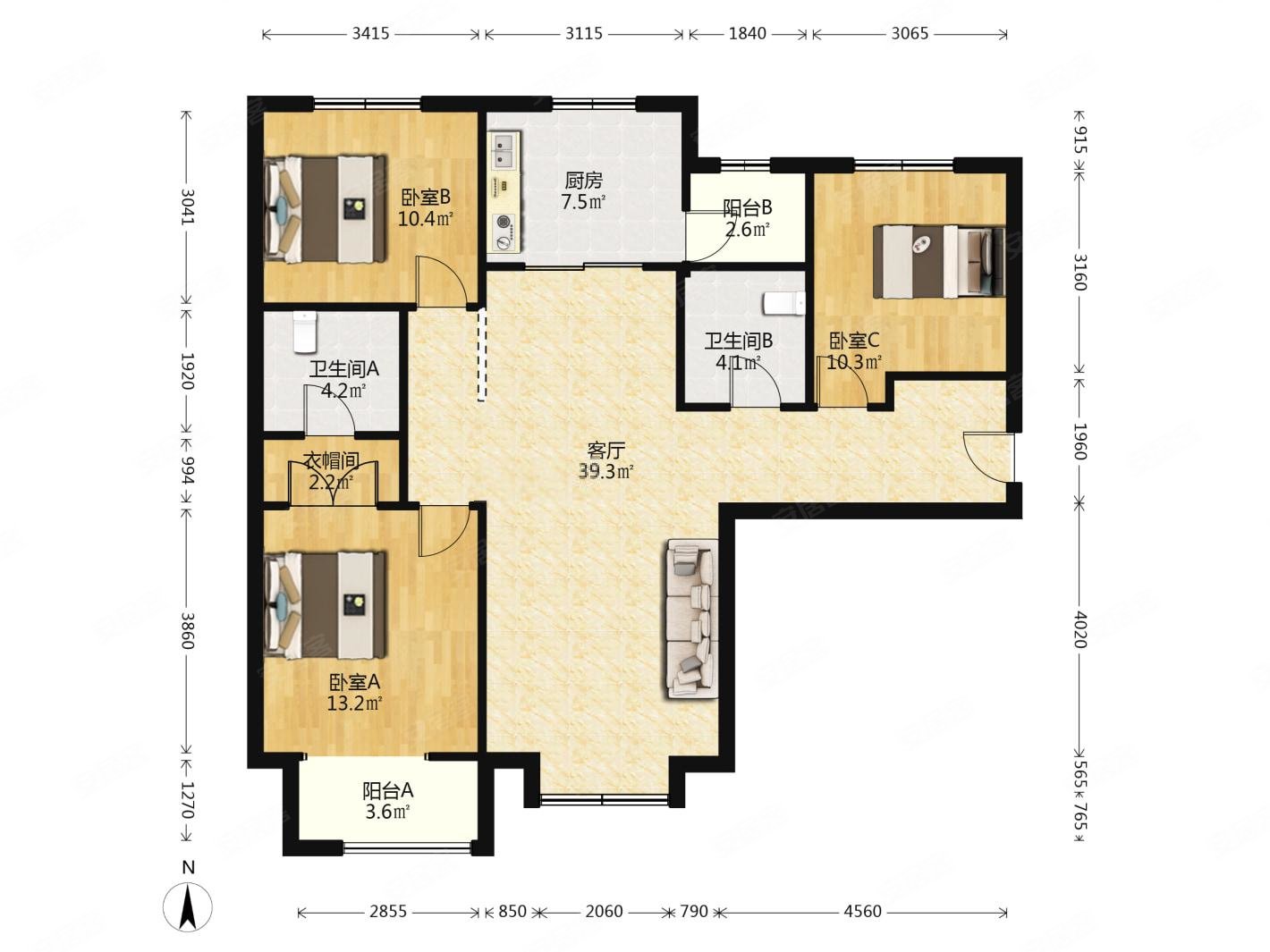 富力城七期精装大三居南北通透交通方便