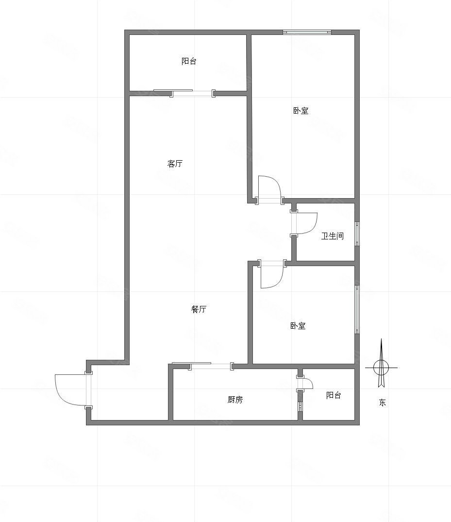 中国核建紫金一品(二期)2室2厅1卫73㎡南北120万