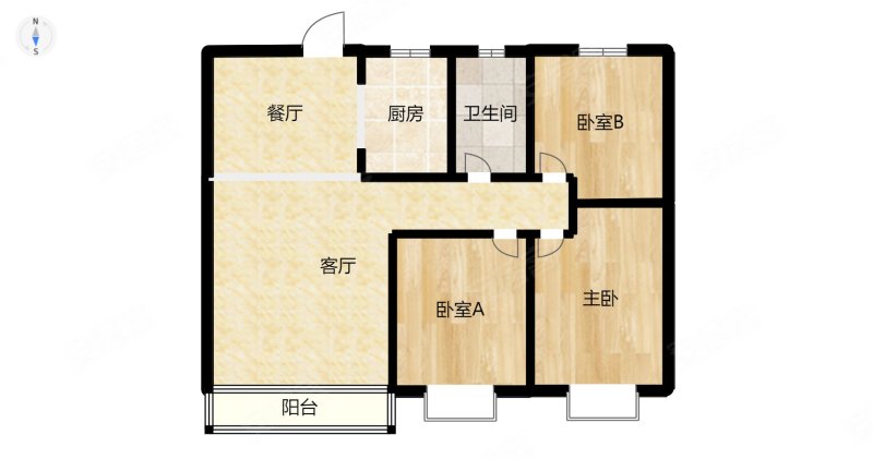 绿地世纪城(公寓住宅)3室2厅1卫105㎡南北48万