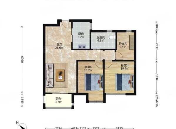 板桥,富力尚悦居旁宋都南郡国际北区,20楼,b2户型,有钥匙