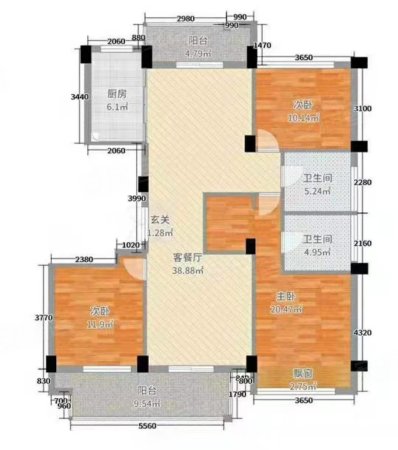 华都米兰春天3室2厅2卫118㎡南北118万