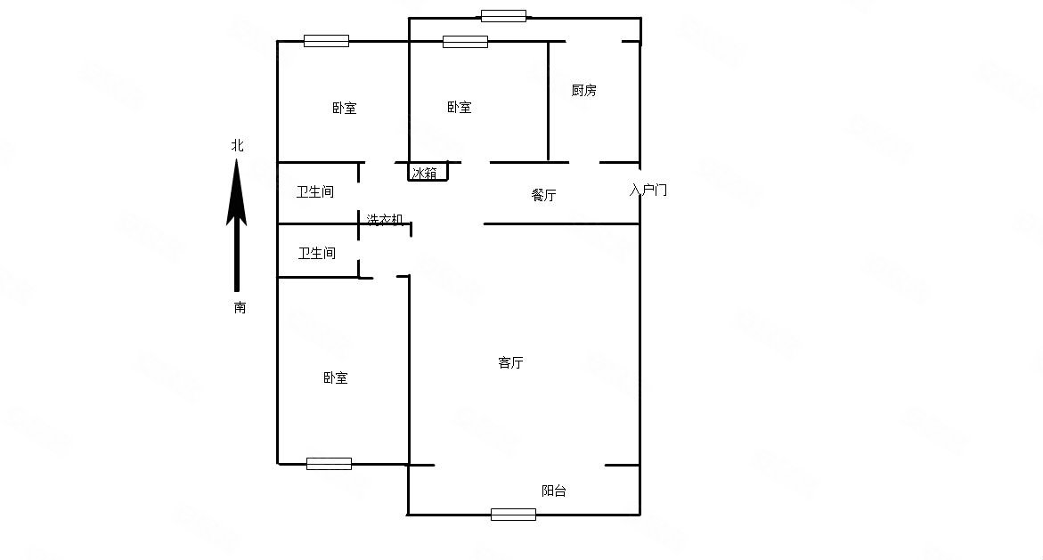 宾阳北里3室2厅2卫98.31㎡南北220万