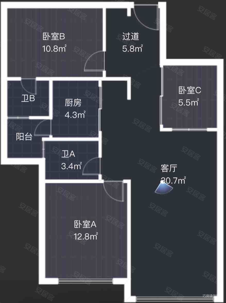 宝龙国际社区(晋江)3室2厅2卫97.83㎡南145万