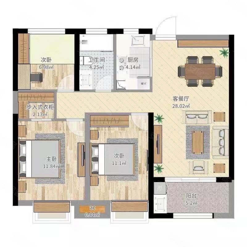 东投状元府(鄱阳)3室2厅2卫114.5㎡东南73.6万