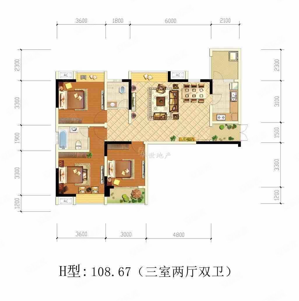 东韵雅园3室2厅2卫107㎡南78.8万